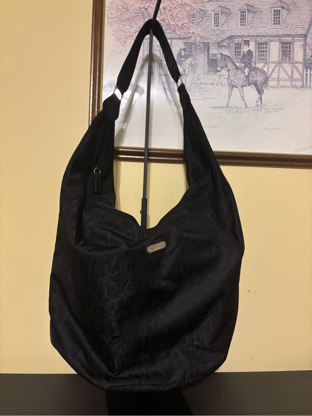 Etro Black Paisley Jacquard Hobo Bag